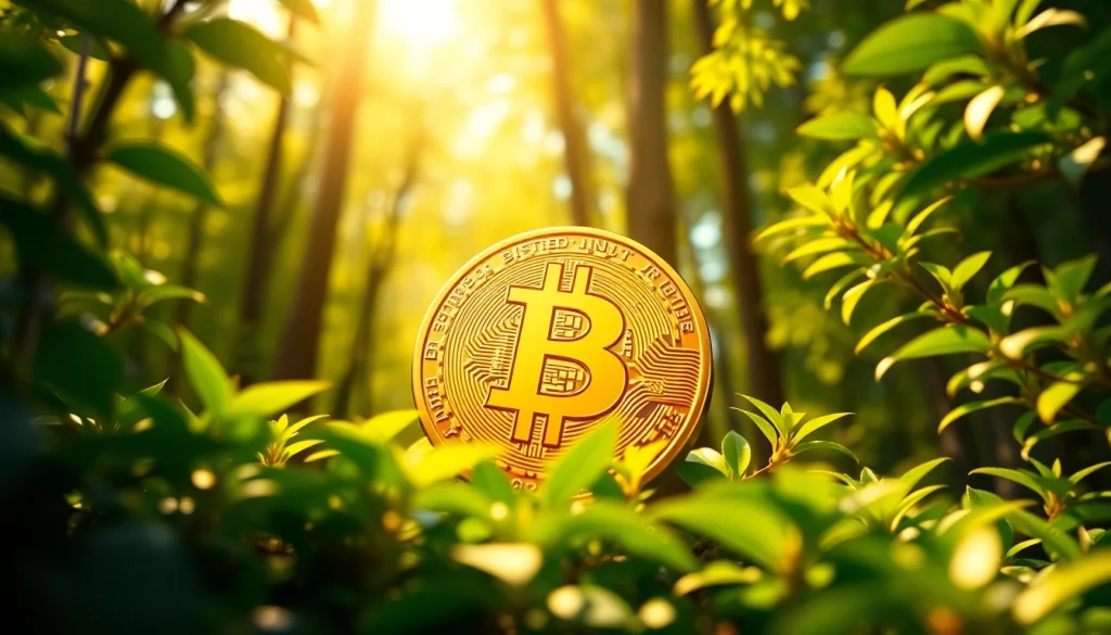 Manifesting prosperity, Bitcoin shines amidst vibrant greenery