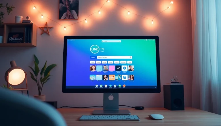 Download the LINE電腦版官方下載 with a modern interface on a sleek computer screen.