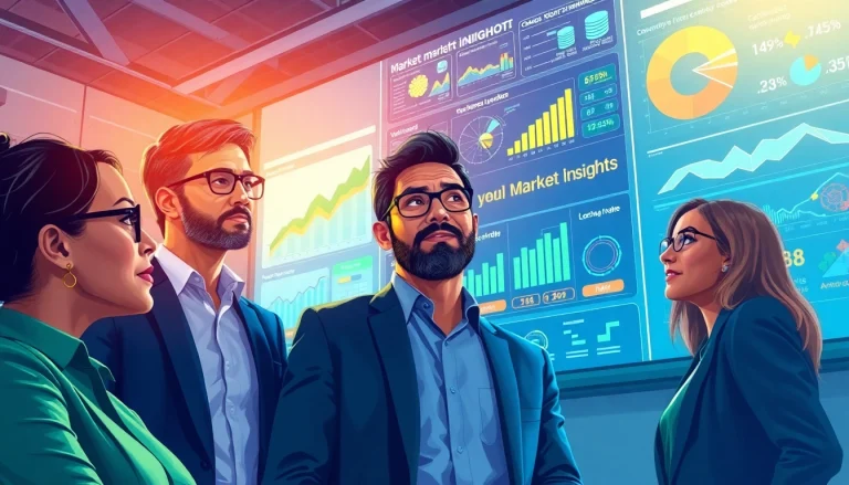Explore market insights through professionals collaborating over data visuals, promoting informed decision-making in business.