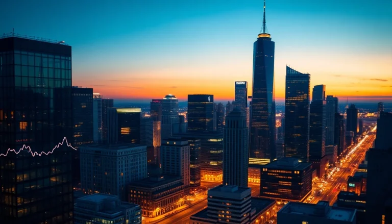 Discover market insights through dynamic cityscape visuals representing growth and opportunity.